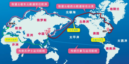 避开红海，，，，中国集装箱海运船开发北崭新航线