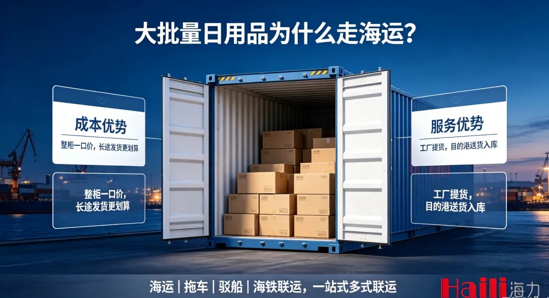 大批量日用品跨区域发货，，为什么越来越多企业优先选择海运？？